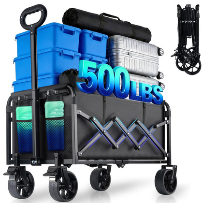 YOVOBUSS 500lbs collapsible wagon with folding mechanism for quick storage.