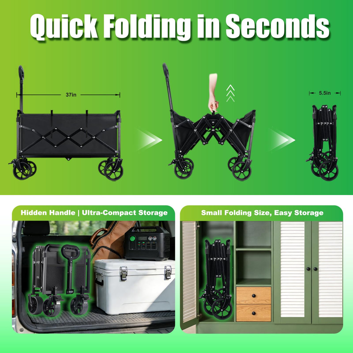 YOVOBUSS wagon features front brakes for safe slopes and hills.