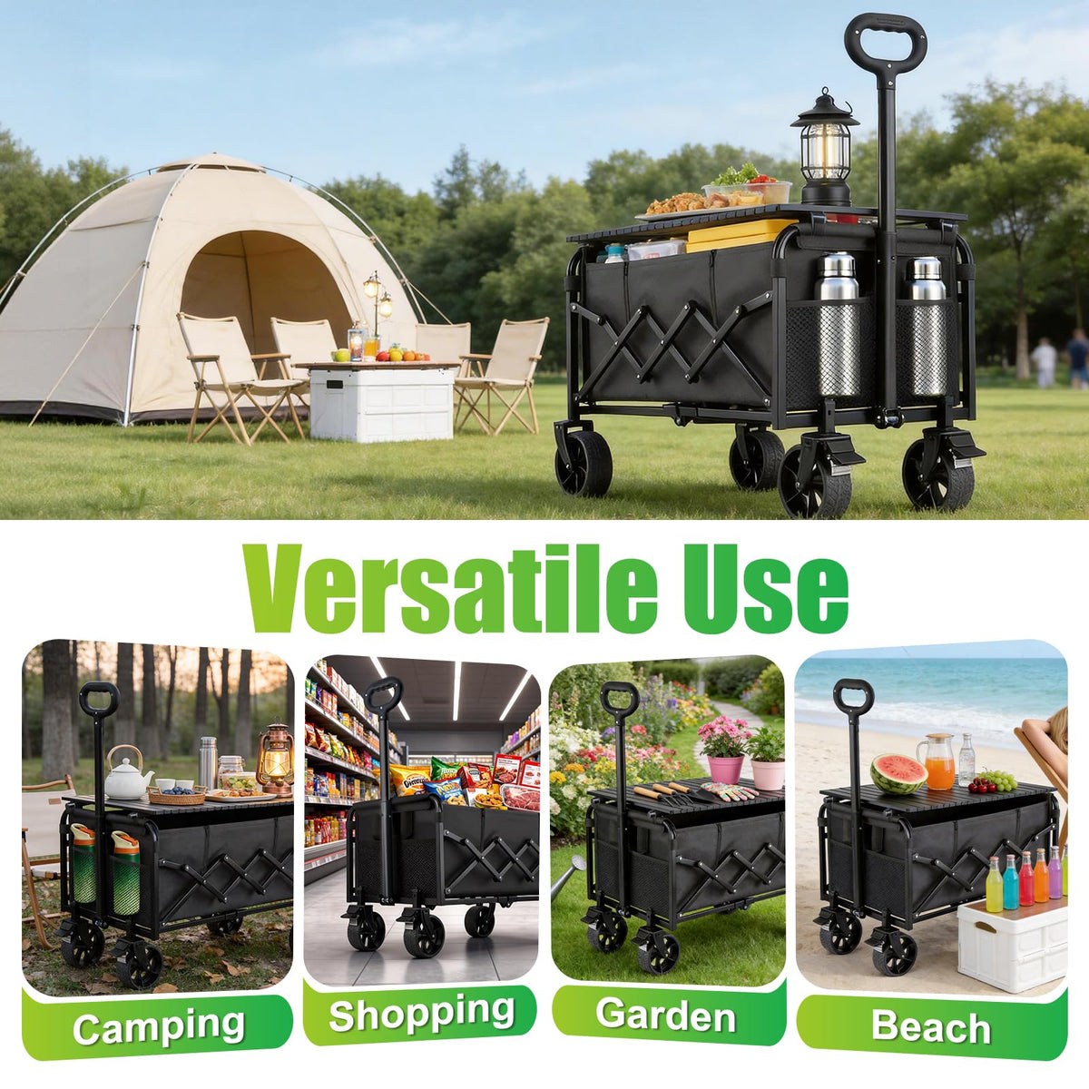 YOVOBUSS portable wagon ideal for beach, picnics, and errands.