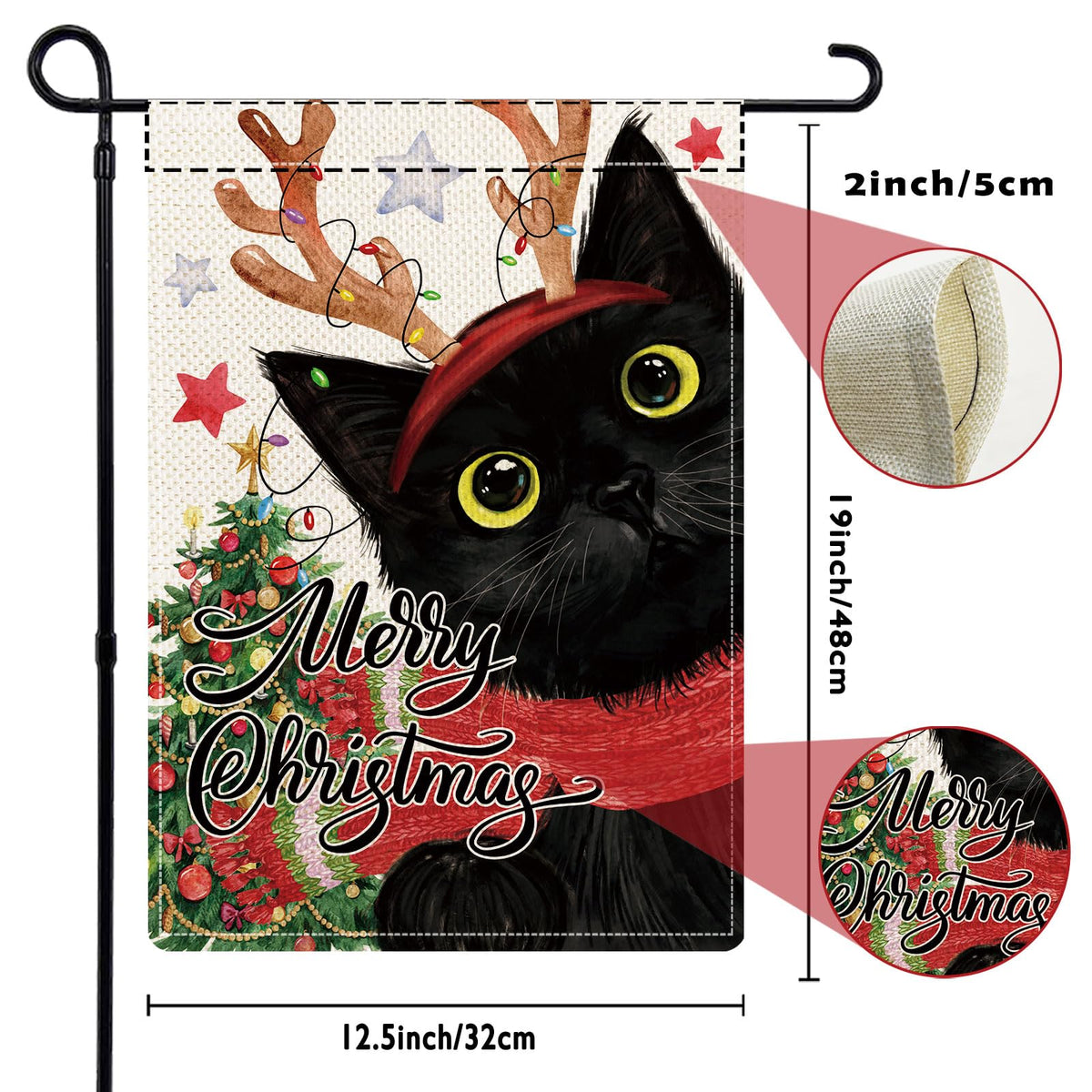 YOVOYOA Halloween black cat garden flag creates a festive entry.
