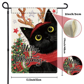 YOVOYOA Halloween black cat garden flag creates a festive entry.