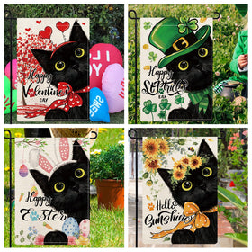 YOVOYOA St Patrick's Day black cat garden flag adds whimsy outside.