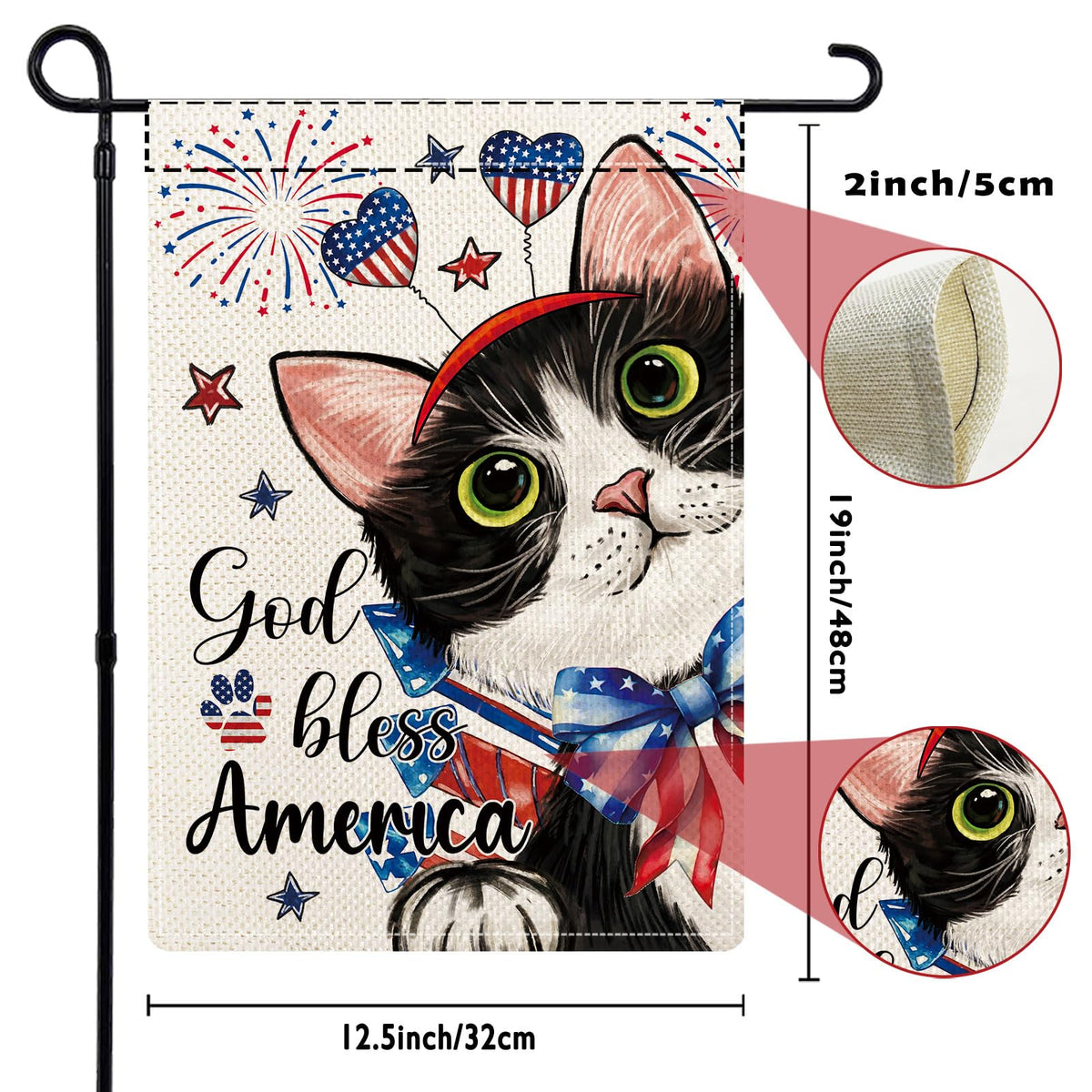 YOVOYOA Christmas cat garden flag, holiday cheer brightens yard and entryway.
