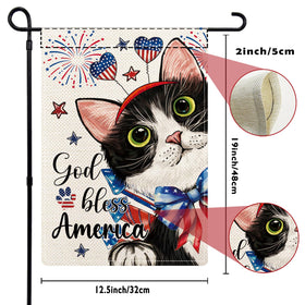 YOVOYOA Christmas cat garden flag, holiday cheer brightens yard and entryway.