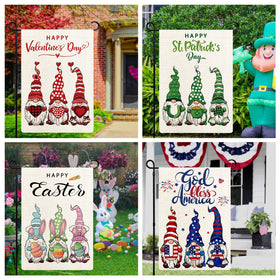 YOVOYOA gnomes Easter flag, vivid colors, seasonal garden charm