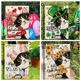 YOVOYOA St Patrick cat garden flag, double-sided color brightens your green decor.