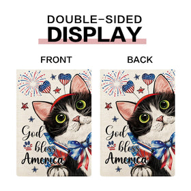 YOVOYOA Thanksgiving cat garden flag, warm tones invite cozy outdoor welcome.