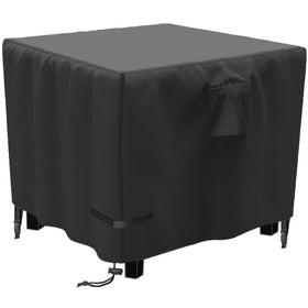 YOWDUTY square propane fire pit cover front view protects 34–36 inch tables from rain