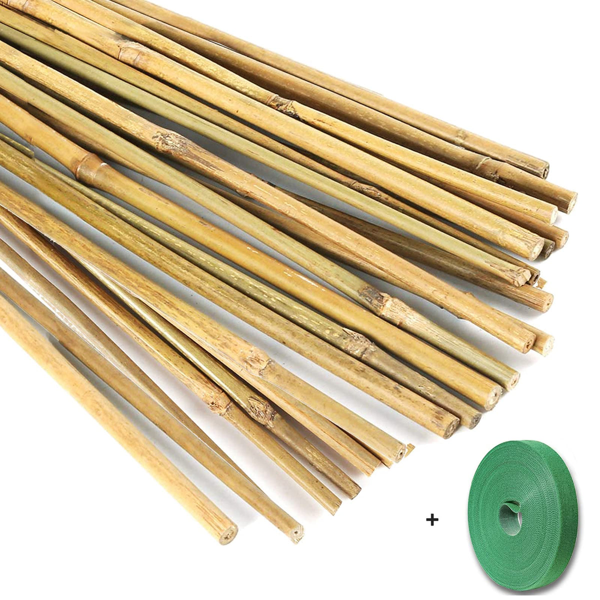 Yowlieu 20-pack bamboo stakes ready to support growing plants.