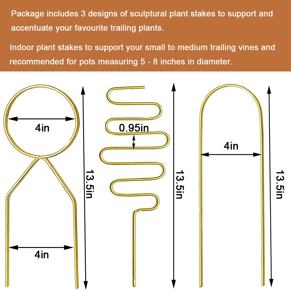 Yowlieu three-piece gold indoor trellis set enhances plant display while guiding climbing growth.