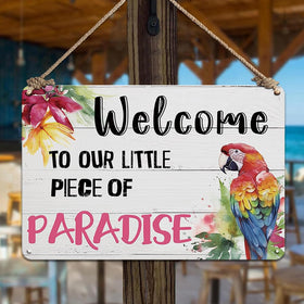 YOYI ART patio decor sign welcomes guests to a tropical paradise
