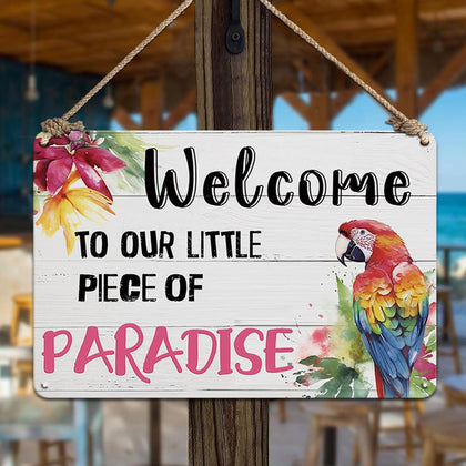YOYI ART patio decor sign welcomes guests to a tropical paradise