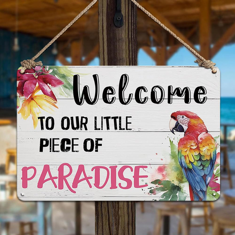 YOYI ART patio decor sign welcomes guests to a tropical paradise