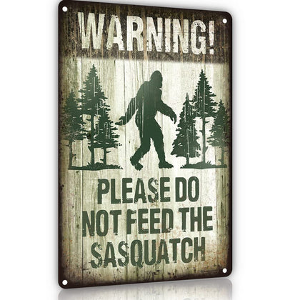 YOYI ART warning tin sign for outdoor sasquatch yard decor and caution.