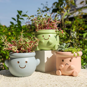 YOYLMAL resin head planter in yellow enhancing indoor spaces