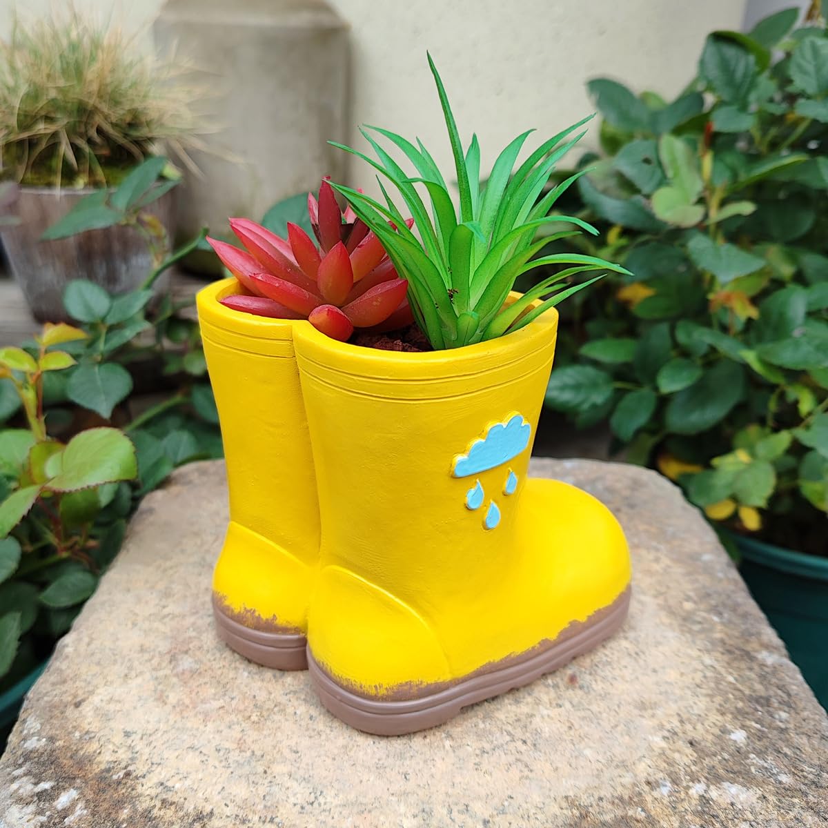 YOYLMAL boot planter displayed on patio for outdoor charm