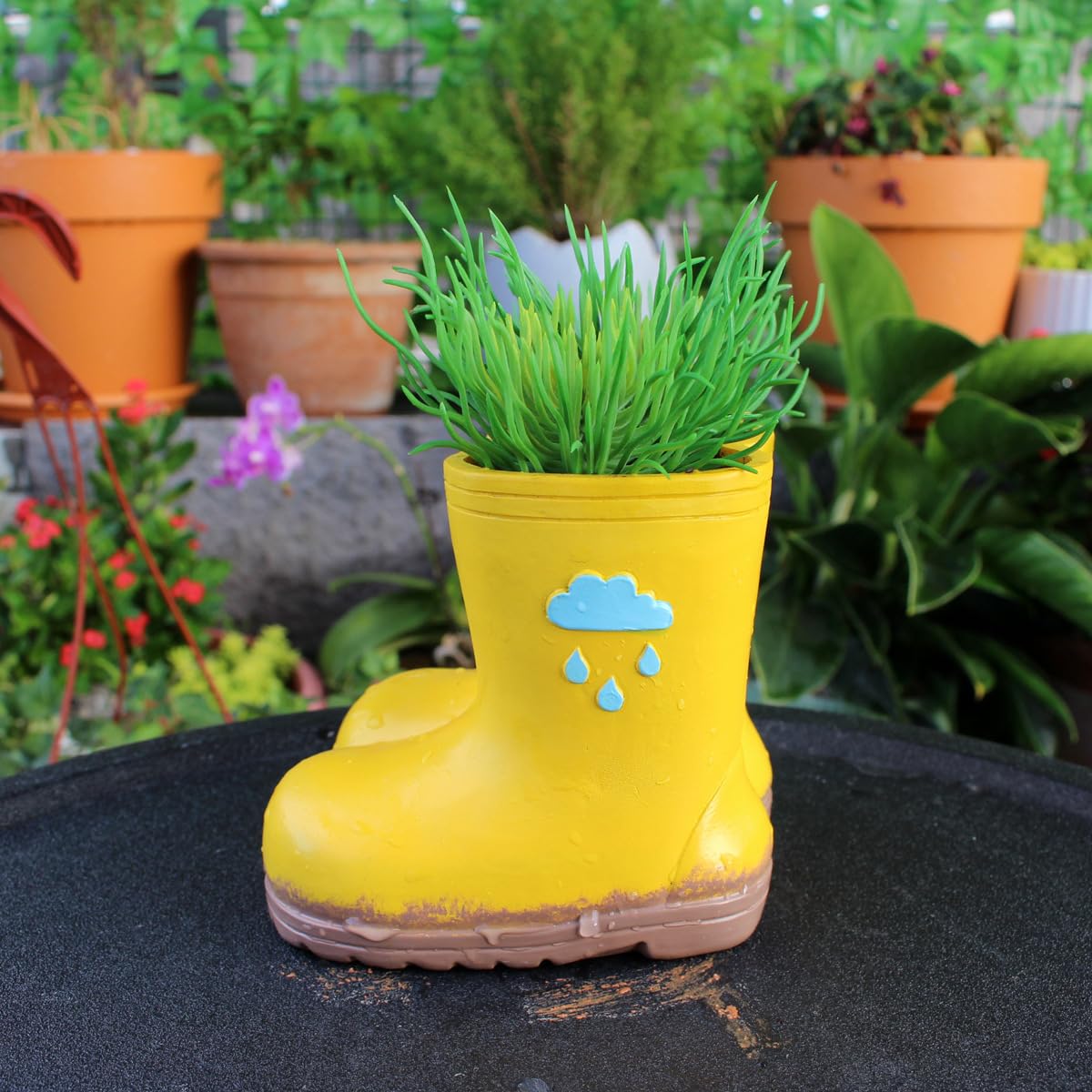YOYLMAL decorative boot planter on garden shelf for personality