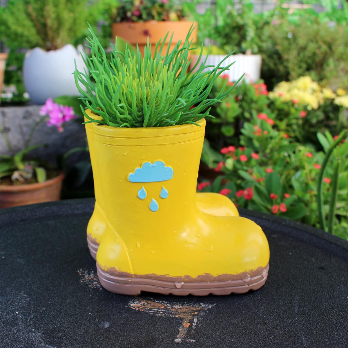 YOYLMAL miniature boot planter holding a small succulent