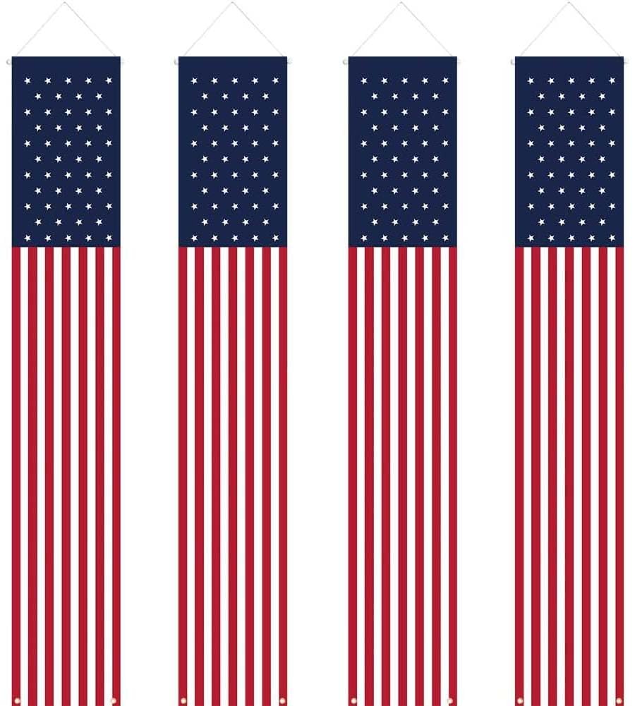 YOYNIIRE 4th of July flag banner for outdoor porch decor, quick festive setup.