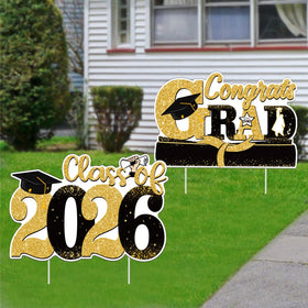 YOYOJOY graduation sign 2026 durable waterproof material withstands outdoor weather.