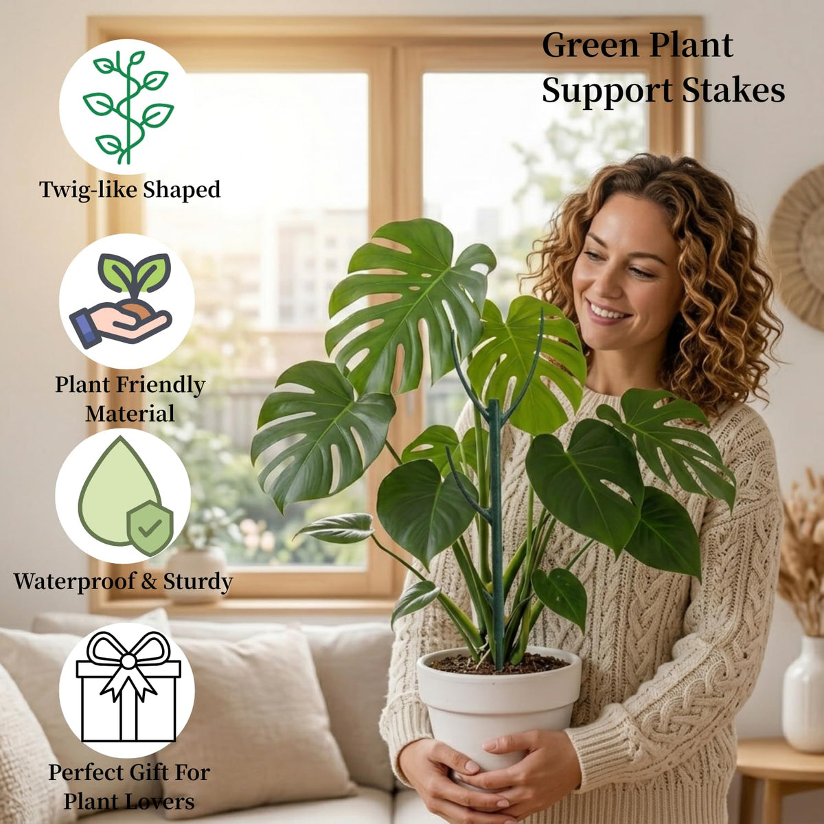 YOYOKIT stackable stake supporting fern fronds with neat, balanced look