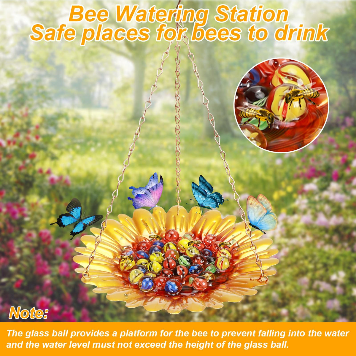 Yoziyaxo sturdy iron construction resists weather while supporting bee drinking water