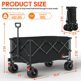 Yozoia wagon folded for compact storage in car trunk