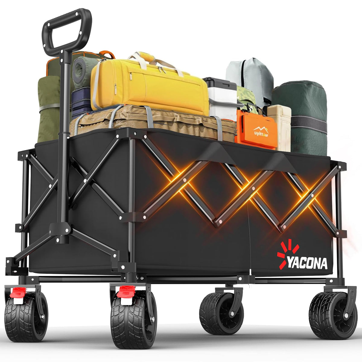 Yozoia wagon unfolded with 300L cargo space for groceries and gear