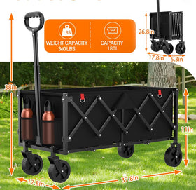 Yozoia Extra Long Wagons Foldable front-view image highlights sturdy frame and heavy-duty support