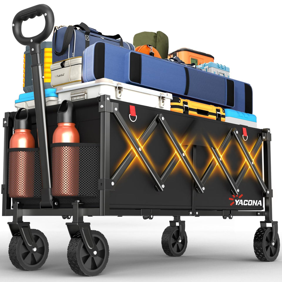 Yozoia Extra Long Wagons Foldable hero image showing spacious storage for groceries and gear