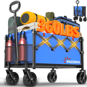 Yozoia foldable wagon front view highlights sturdy frame for heavy groceries.