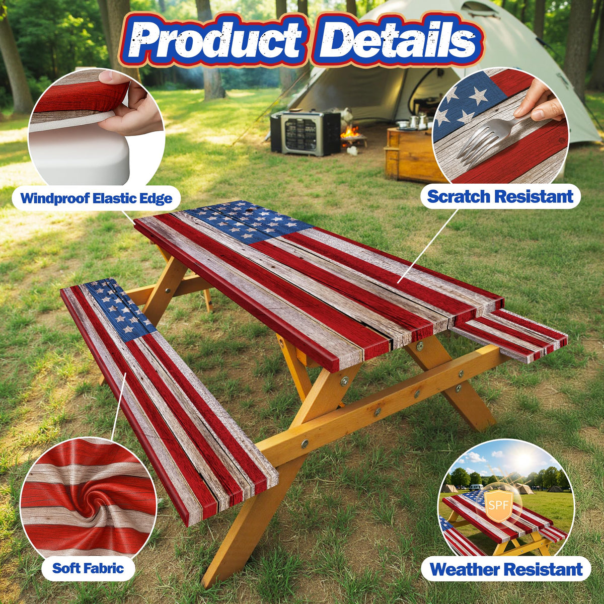 YPHCDO bench covers fit snugly beside the table for a cohesive look.