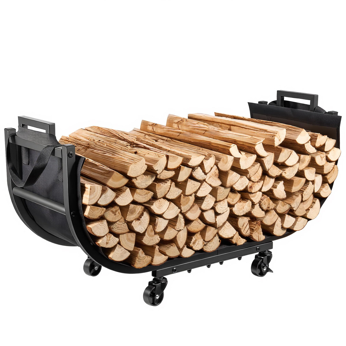 YQBRAO firewood rack outdoors shows rustproof steel for all-weather use