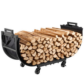 YQBRAO firewood rack outdoors shows rustproof steel for all-weather use