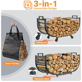 YQBRAO firewood rack reinforced base ensuring stability when loaded