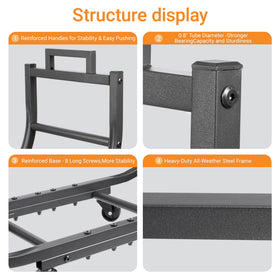 YQBRAO firewood rack rustproof finish designed for rain and snow outdoor use