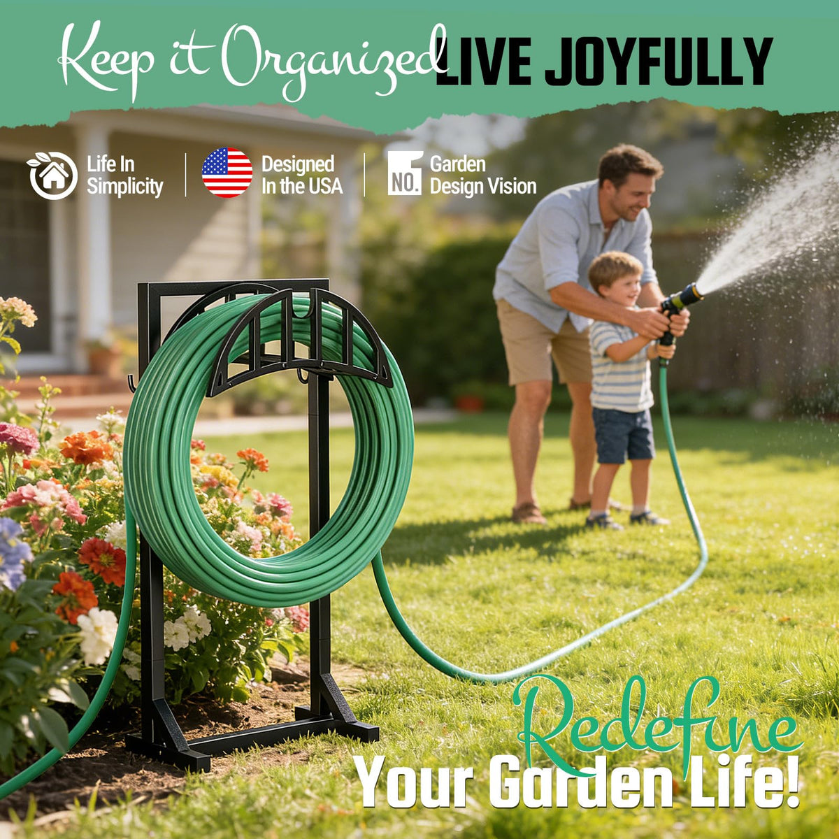 YQSLYSF garden hose holder ground stakes secure in lawn for stable setup