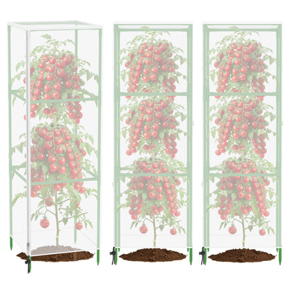 YQW-CY garden bird netting over a square tomato cage blocks birds while letting air through