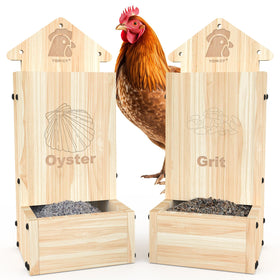 YQW-CY oyster shell feeder in wood supports calcium for eggs