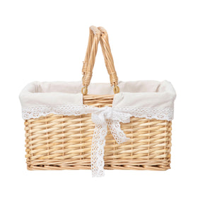 YRLSOTGE handwoven wicker picnic basket with lace lining for elegant outdoor meals