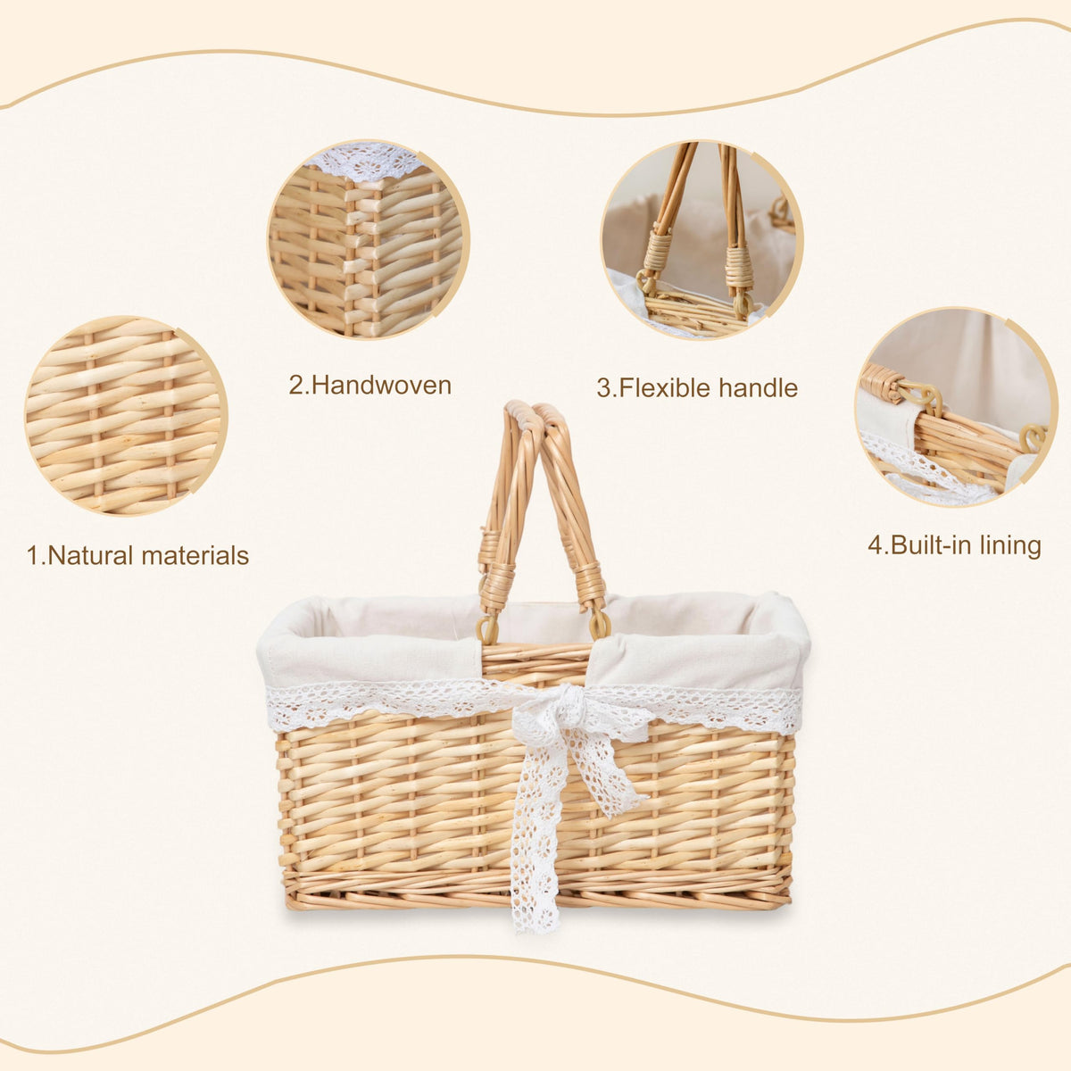 YRLSOTGE removable lace cotton lining keeps contents protected and easy to clean