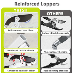 YRTSH loppers ergonomic non-slip grip for comfortable pruning.