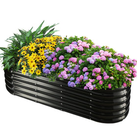 YSEJOMP 17-inch tall oval garden bed in black, great for compact patios and easy gardening