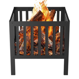 YSEJOMP fire pit front view, durable square outdoor centerpiece for gatherings.