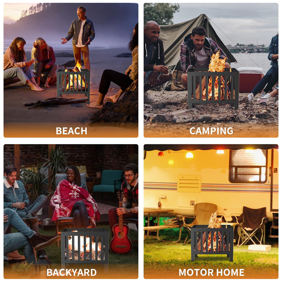 YSEJOMP fire pit four-sided hollow design improves airflow and burn efficiency.