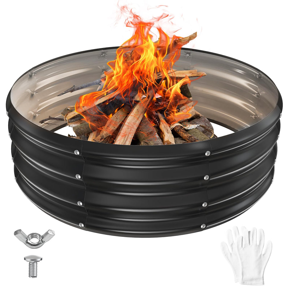 YSEJOMP 36-inch fire pit ring diameter for large, safe backyard fires.