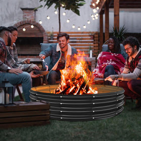 YSEJOMP fire pit ring close-up galvanized finish highlights durable rust resistance