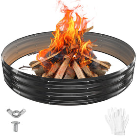 YSEJOMP fire pit ring, assembled for quick setup and safe outdoor warmth.