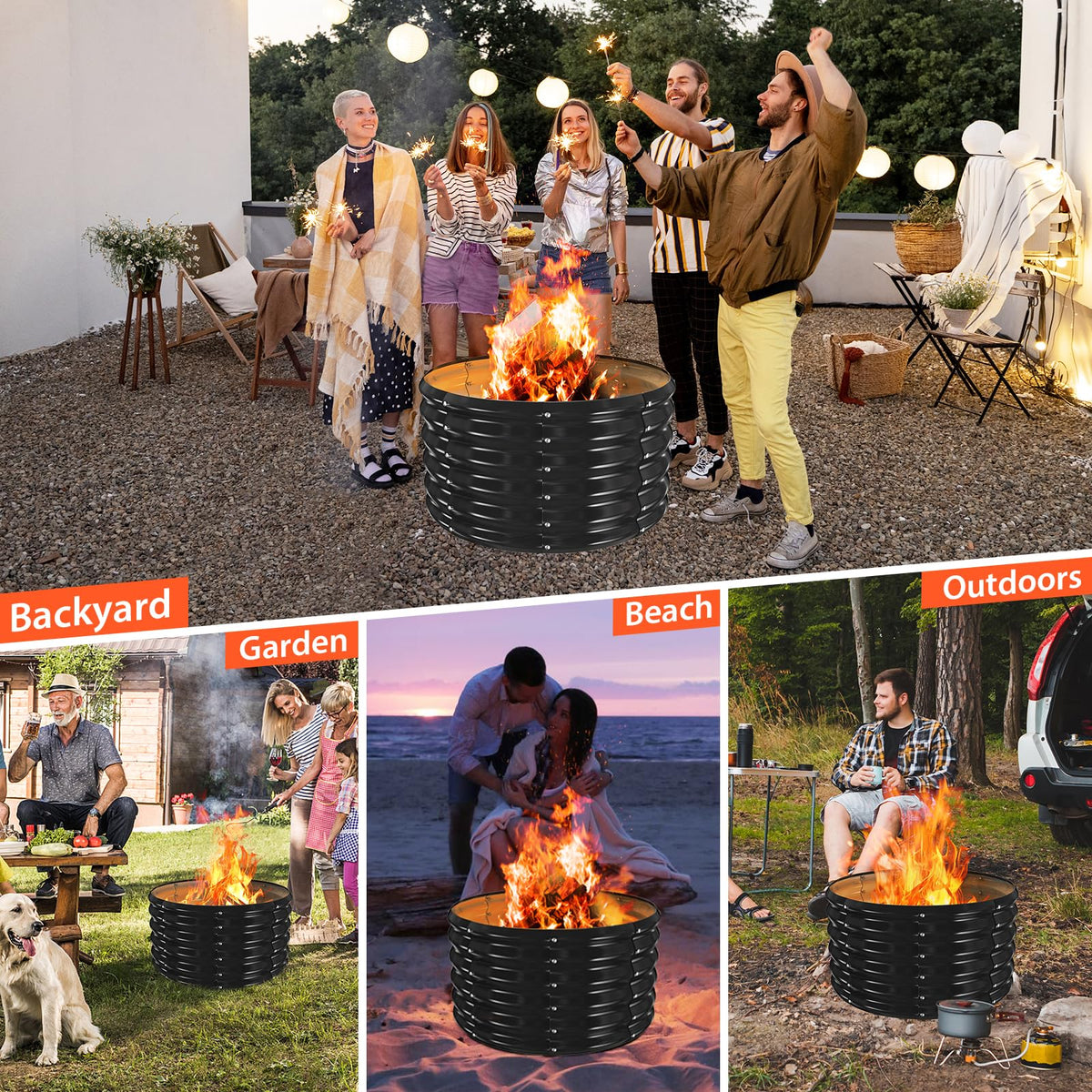 YSEJOMP fire pit ring with black finish complements any outdoor decor.