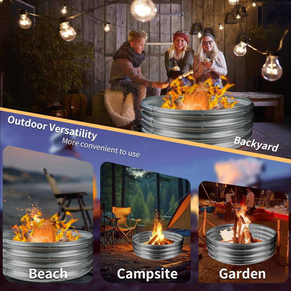 YSEJOMP fire pit ring easy assembly kit comes with gloves